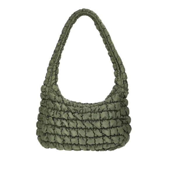 Handbags - No Boundaries Women's Quilted Puffer Oversized Shoulder Hobo Bag, Olive New